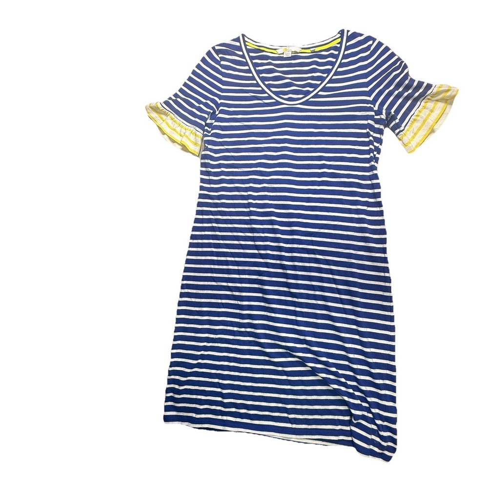 Boden Blue Striped Yellow Imogen Jersey Summer T Shirt‎ Dress size 4R Womens